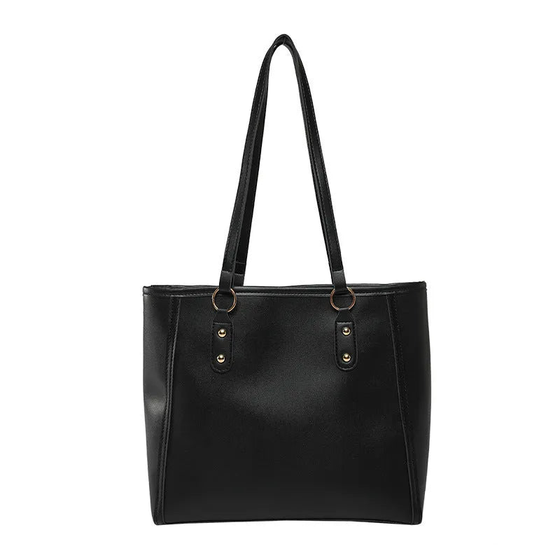 Korean style horizontal square shoulder underarm bag in PU material with sandwich pocket design