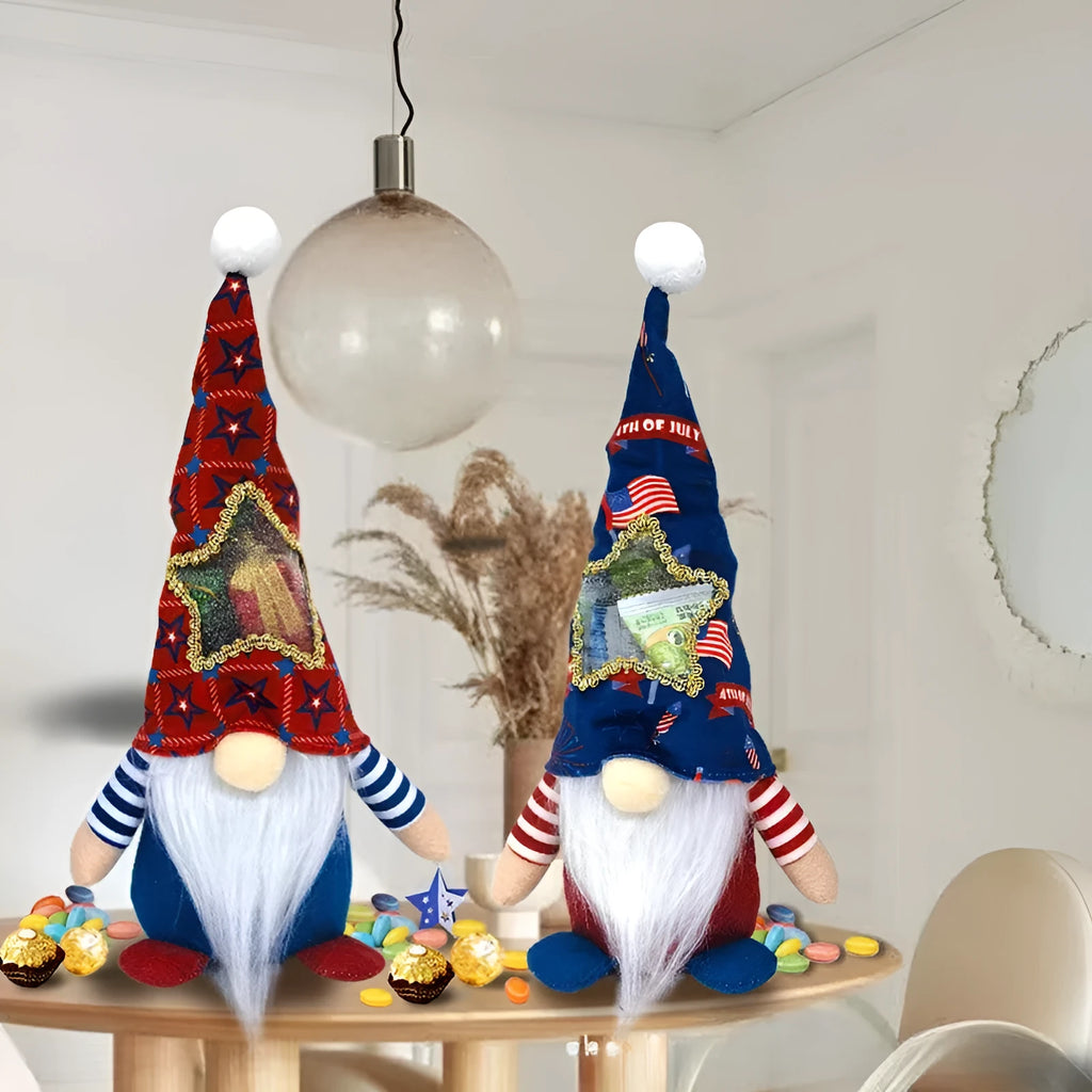 Faceless baby doll and Rudolf reindeer fabric Christmas ornaments with candy bag
