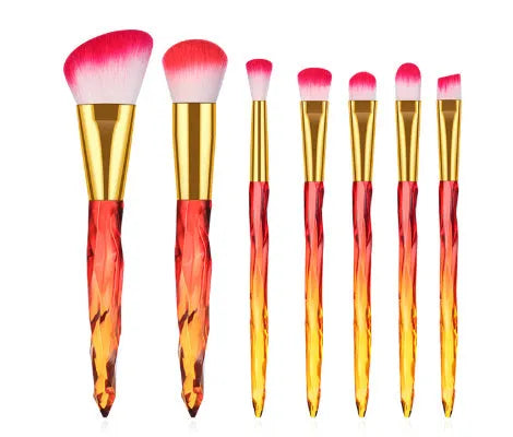 Ten foundation brushes with crystal handles and artificial fibre bristles in four colour options