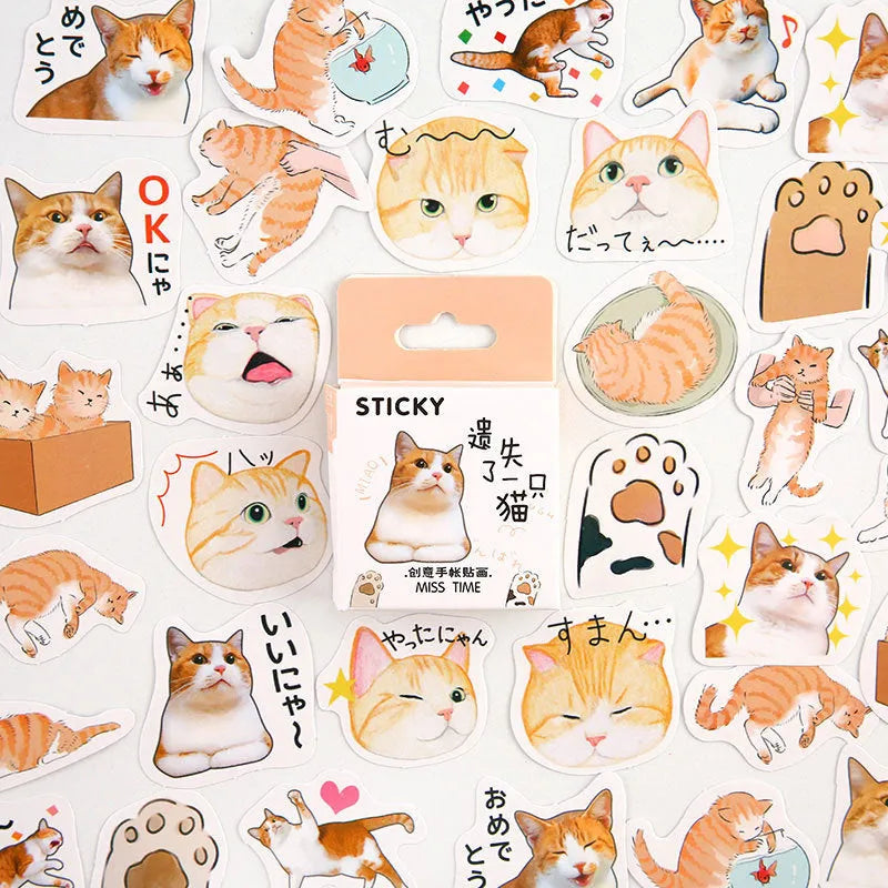 Box of 46 cartoon decorative stickers for children's journals in nine illustrated themes