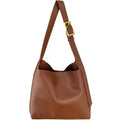 Women's soft PU shoulder bag set showing black ribbon and brown packet versions with swing threads detail