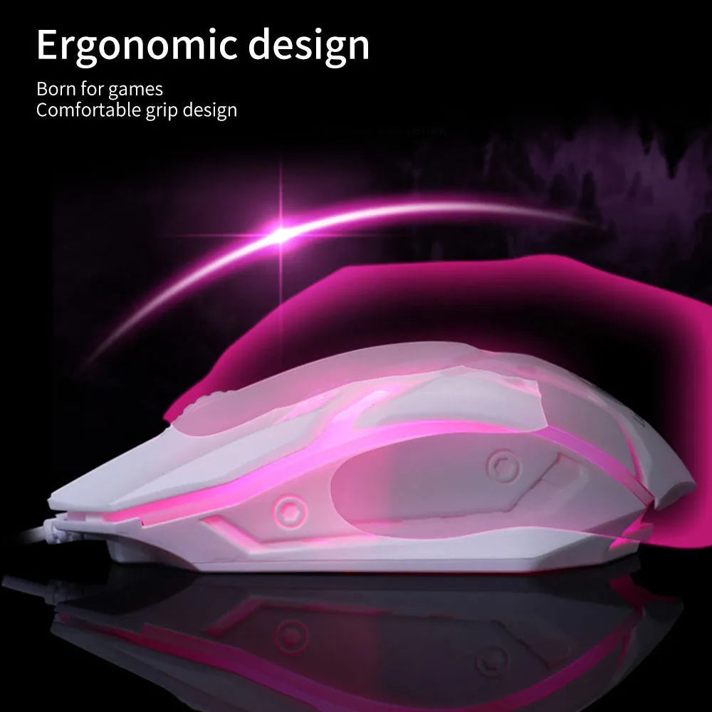 Wired luminous computer mouse with USB connector and colourful glow illumination