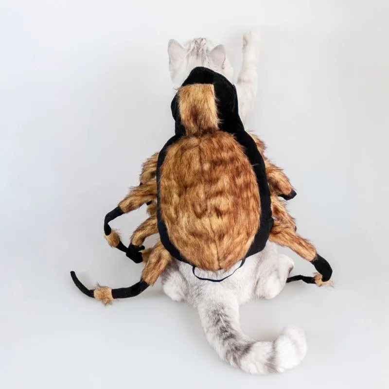 Pet spider costume with 8 simulation spider legs and black long plush, for cats and puppies, sizes S and M