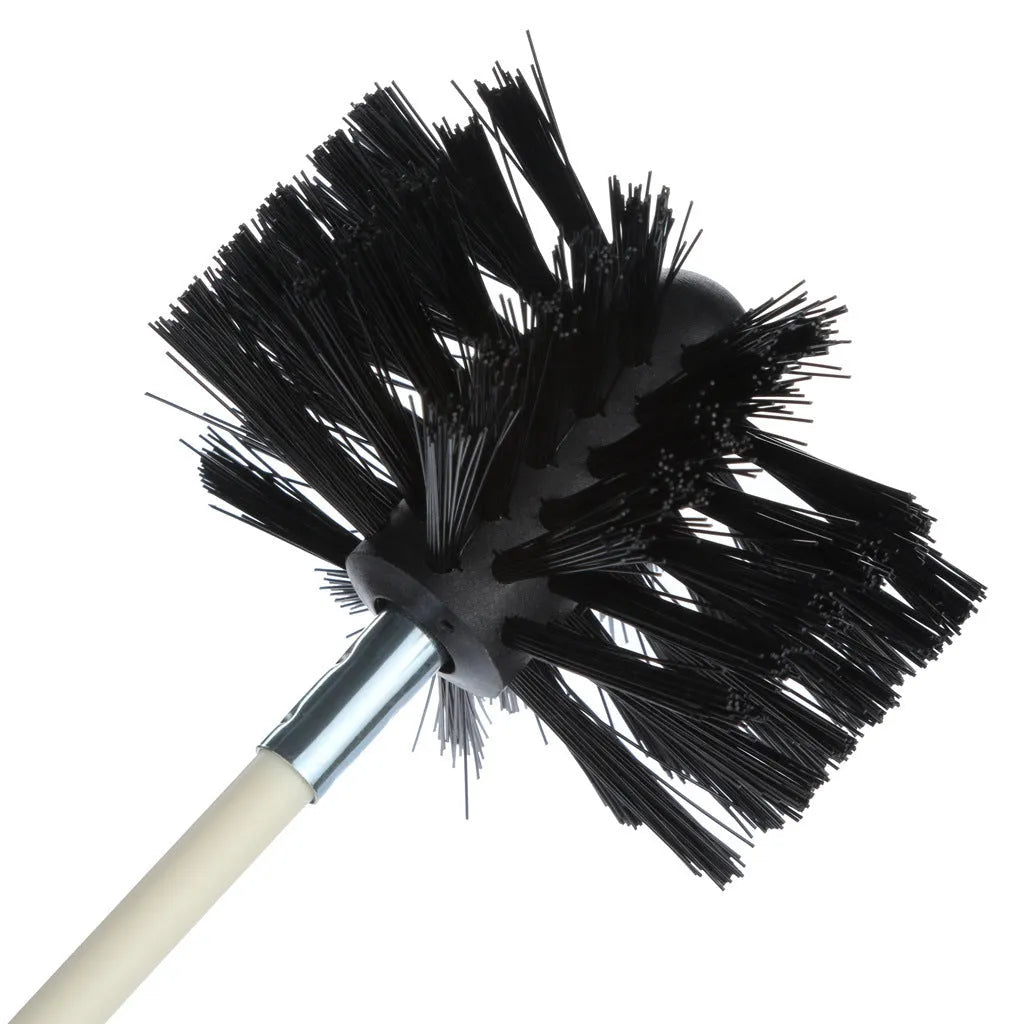 Flexible chimney cleaning brush with nylon bristles for dryer vents and range hood ducts