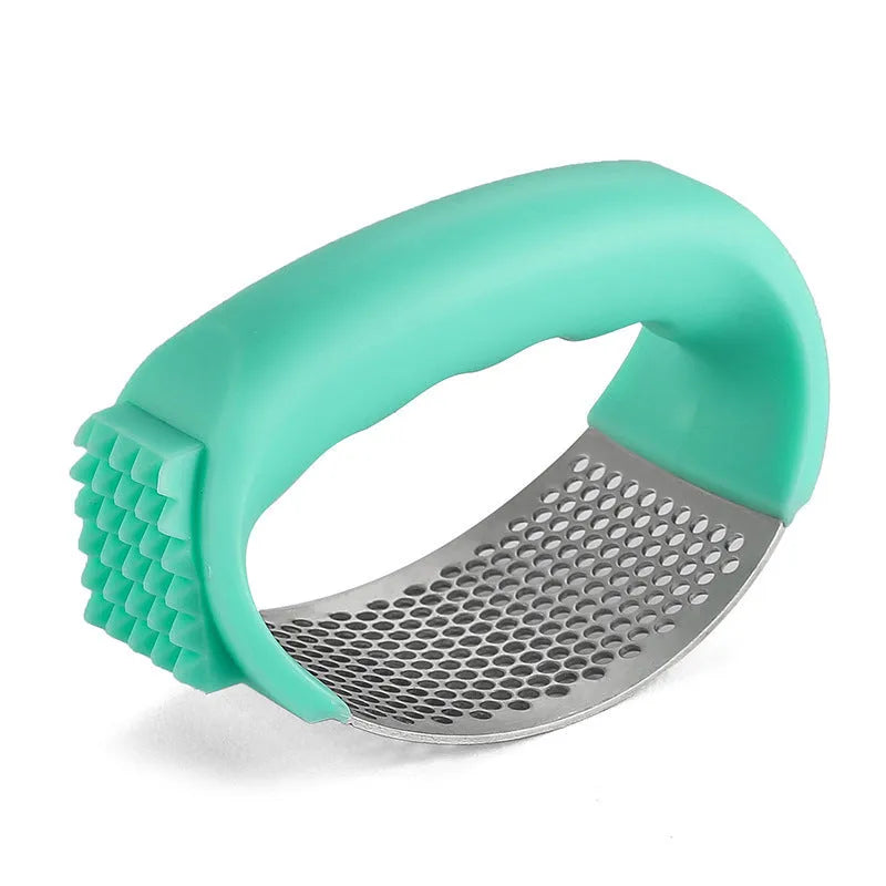 304 stainless steel garlic press in black, blue, green, or pink with modern design