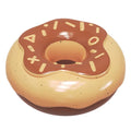TPR donut-shaped dog chew toy with squeaker in pink, yellow, or chocolate colour.