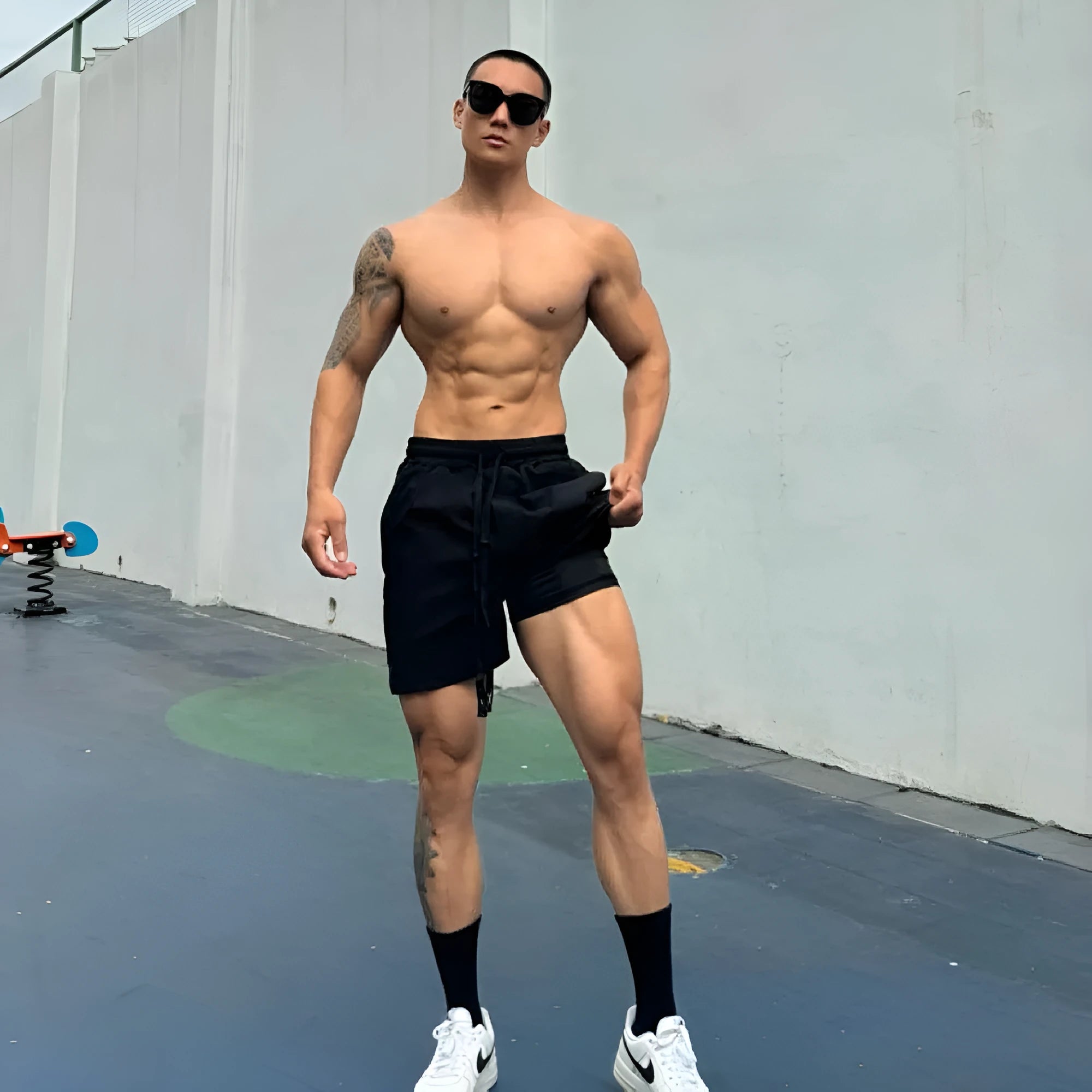 Men's ice silk quick-dry double-layer casual shorts in various colours