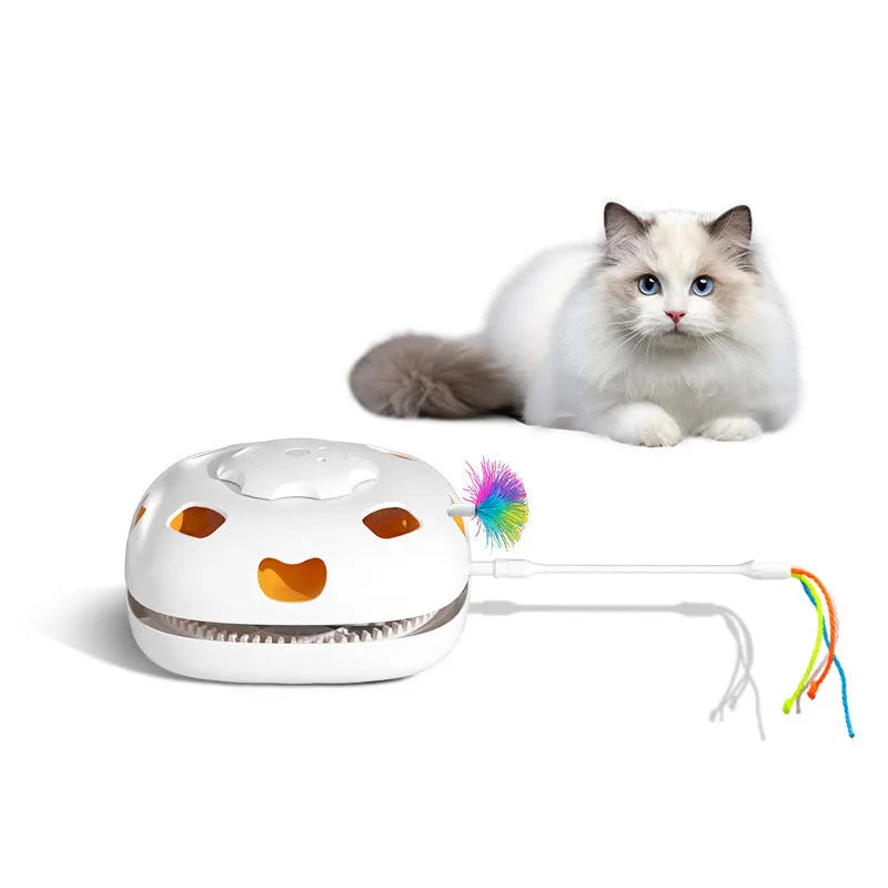 Plastic cat teaser wand toy in picture colour, dimensions 19.8cm x 11.5cm x 19.5cm.