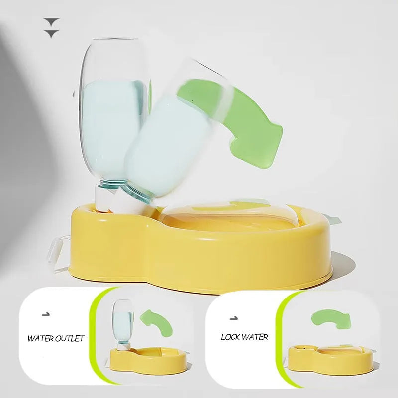 Green orange or yellow 2-in-1 leak-proof dog travel water bottle and bowl for outdoor use.
