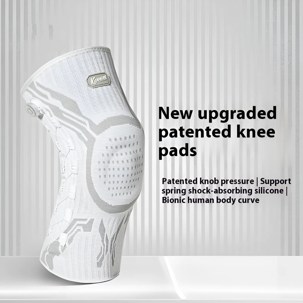 Grey-white sports knee pads for basketball running football badminton in M L XL sizes