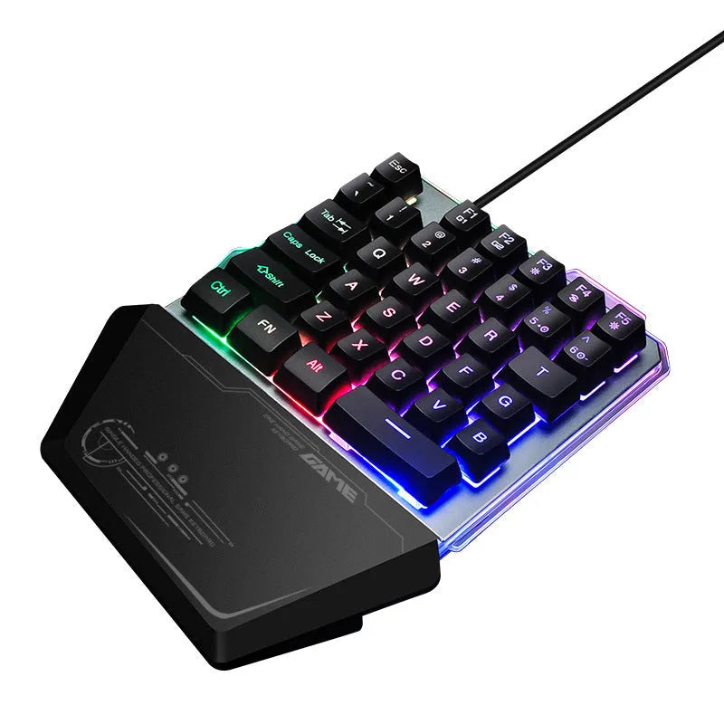 G40 Flow Colour black one-handed mechanical keyboard with RGB backlighting and USB cable