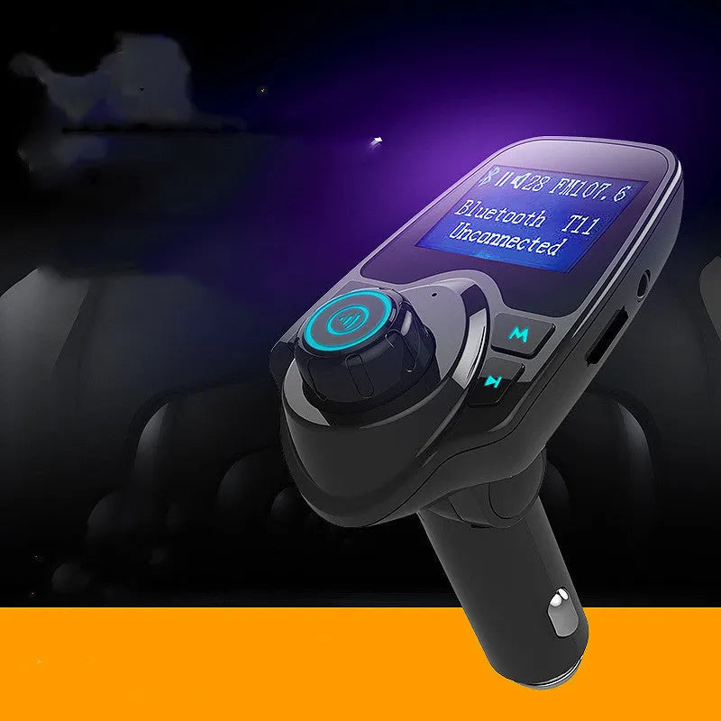 Black G7 Bluetooth FM transmitter and car hands-free kit plugged into a 12V car socket