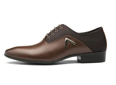 Men's black Oxford business shoes with PU leather upper and rubber sole