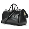 Men's brown leather crossbody bag with large main compartment showing textured cowhide exterior