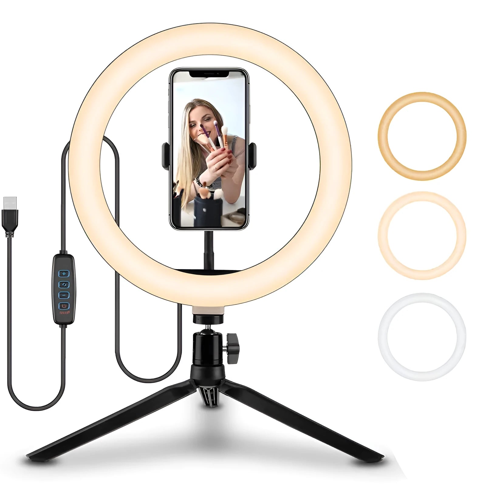 10-inch smartphone ring light with metal stand bracket for selfie photography