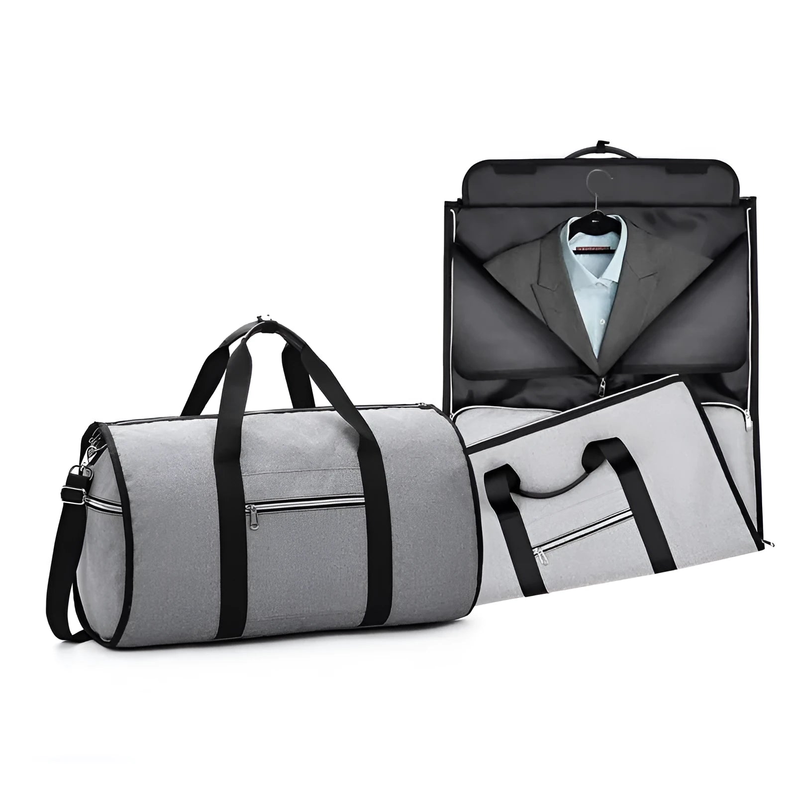 Red cylinder-shaped travel bag made from Oxford cloth with a zipper closure.