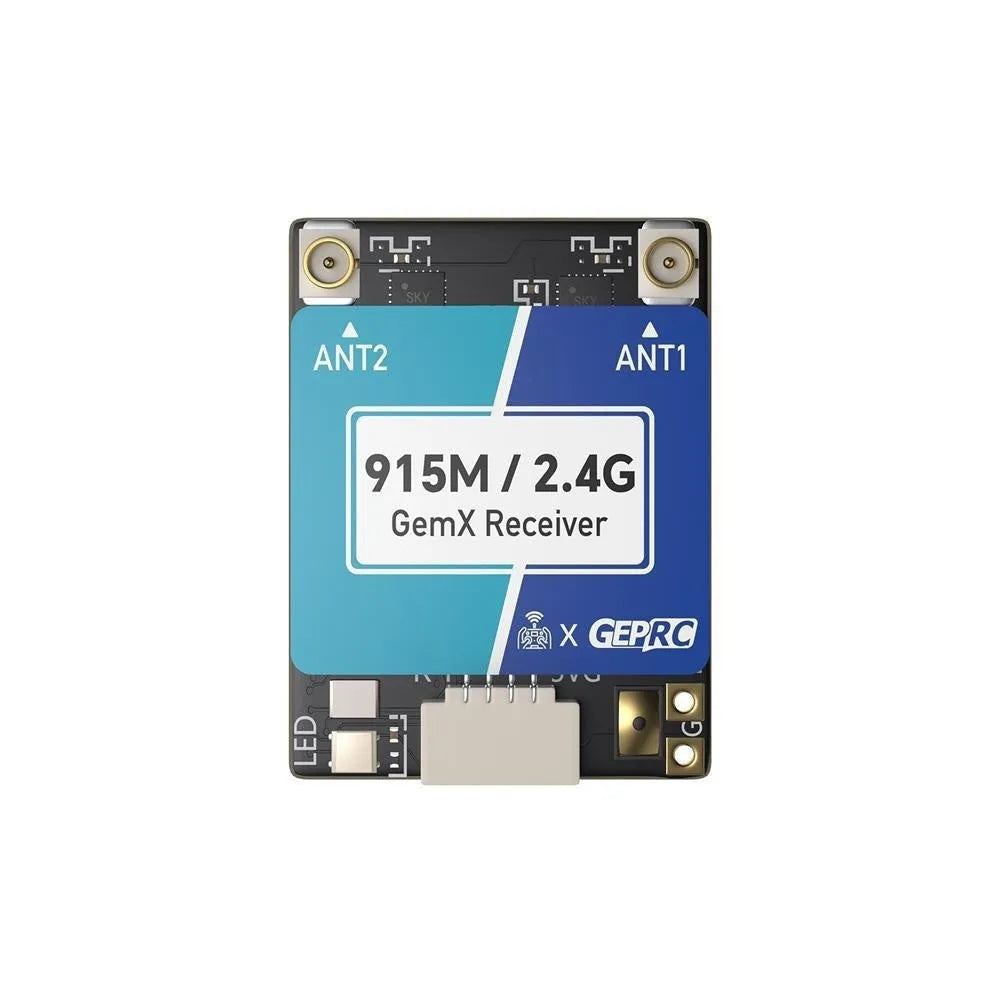 ELRS 915M/2.4G dual-frequency FPV receiver with T-shaped antennas and installation accessories