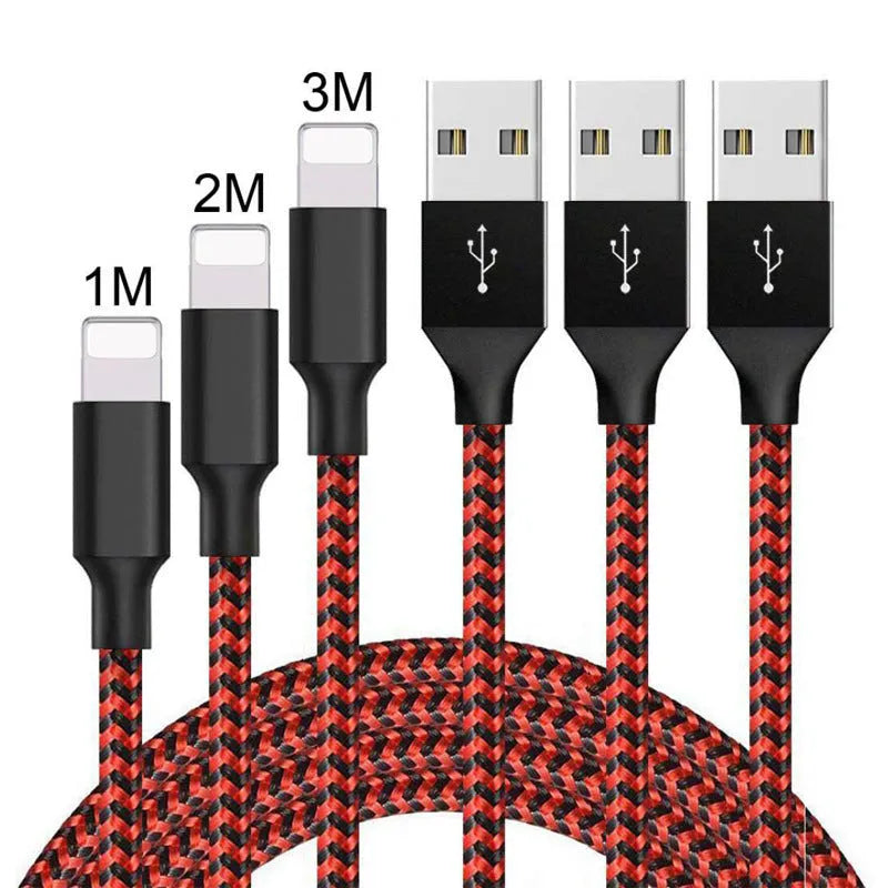 Braided fast charge Micro USB cable for Android phones in black and white, black blue, or black red colours