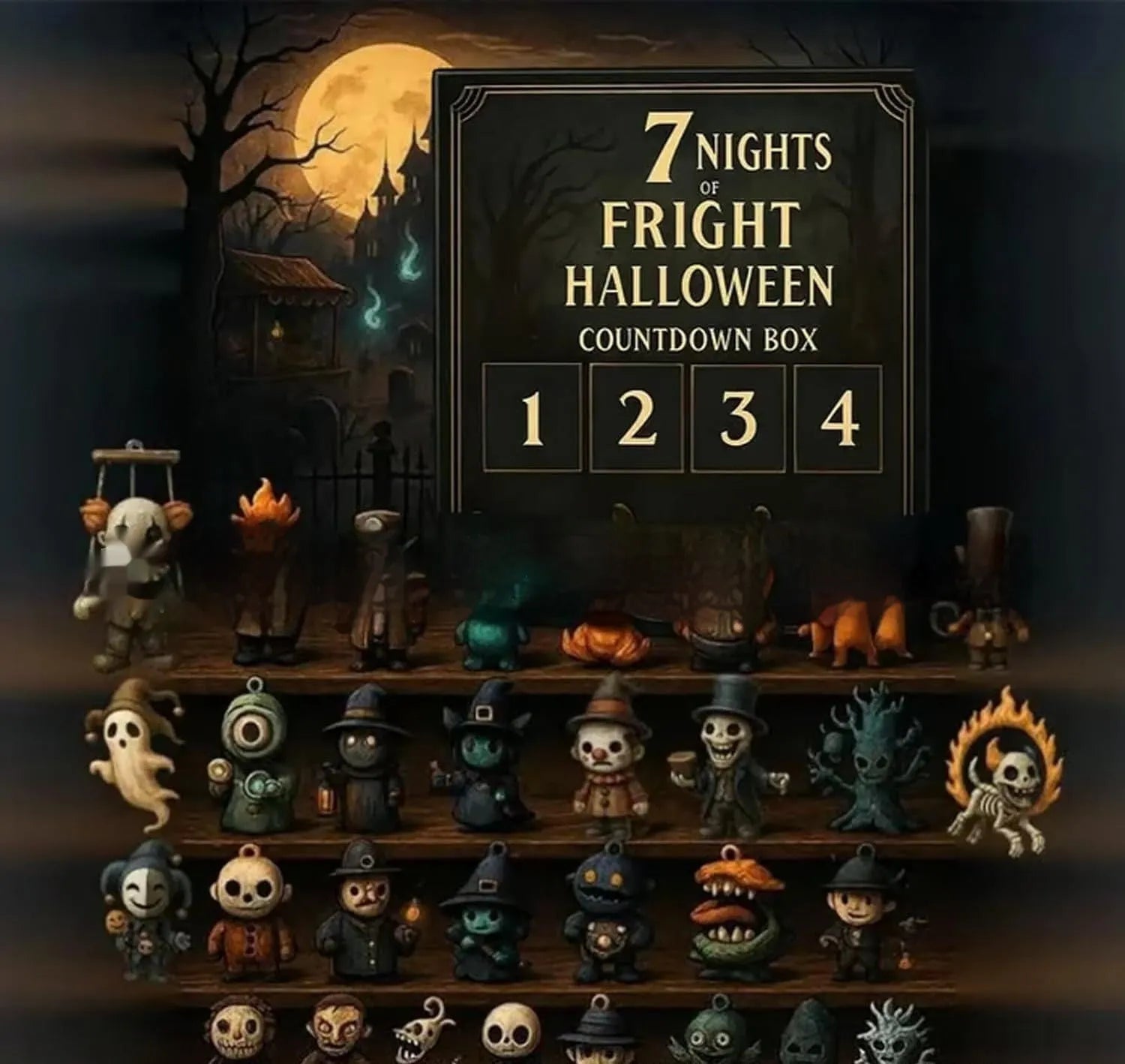 Halloween countdown advent calendar blind box with mystery resin doll inside