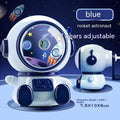 Blue astronaut pencil sharpener with manual operation and anti-jam mechanism