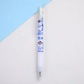 Press pen knife with retractable blade showing character designs including bear and rabbit themes.