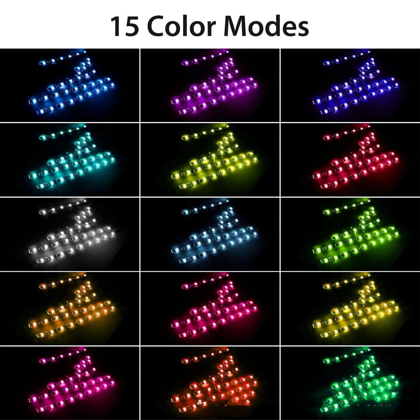 Black silicone RGB LED light bar with wireless remote control for motorcycle and car atmosphere lighting