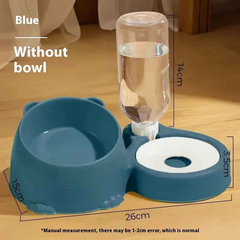 Double bowl automatic drinking pet basin with stainless steel ceramic design in haze blue colour