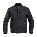 Bone Frog Peak Breaker black soft shell tactical jacket shown on model for mountaineering.