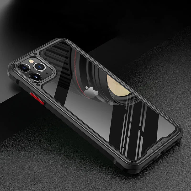 Transparent silicone phone case for iPhone 11 showing six colour options