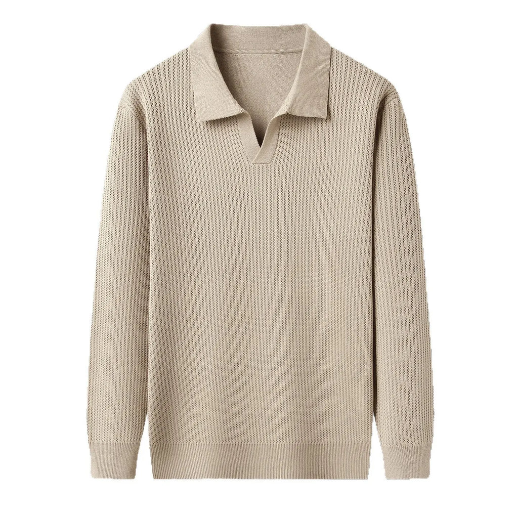 Men's loose pullover sweater in green black camel and brown colours for autumn casual wear