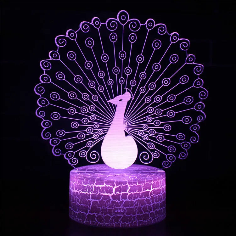 Acrylic USB touch table lamp with 3D small night design on a small black ABS base.