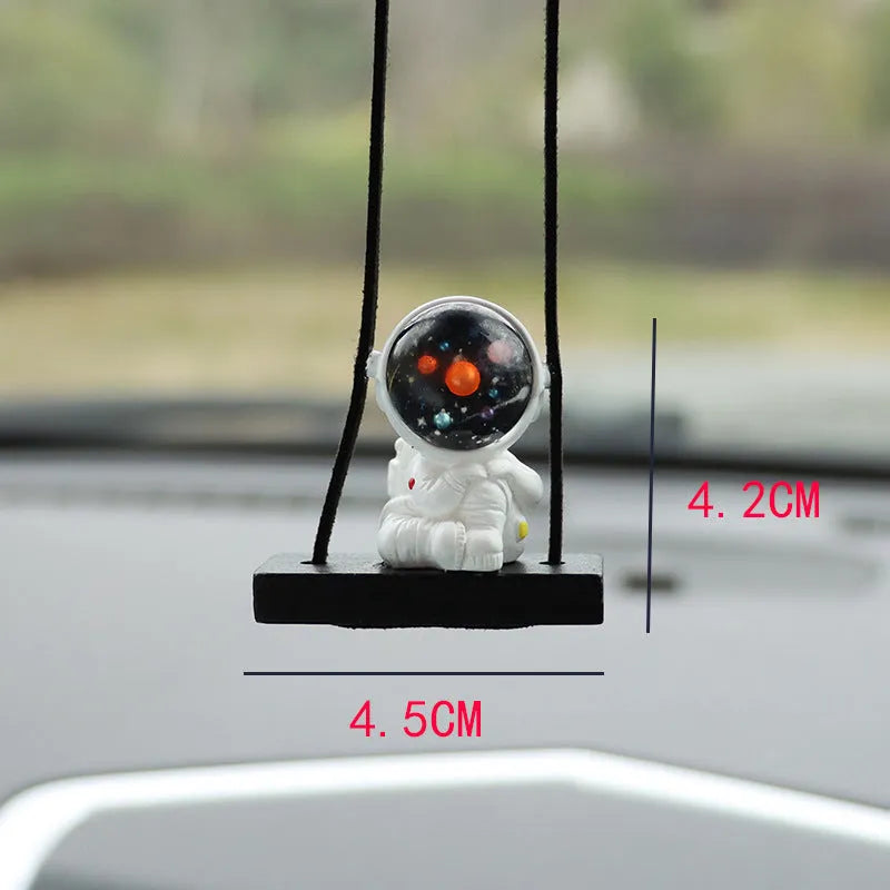 Resin astronaut car pendant with cartoon design in five variant colours for vehicle decoration