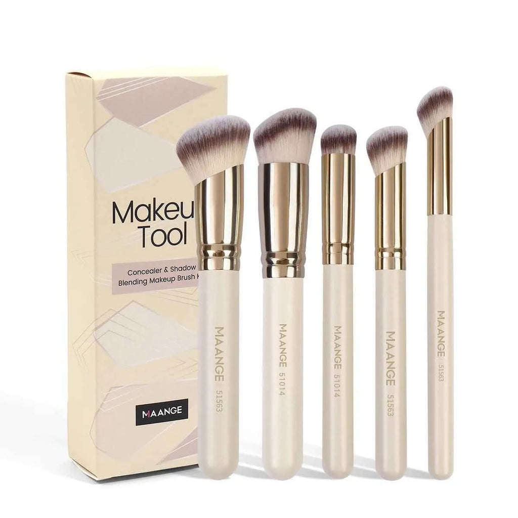 MAANGE five apricot angled makeup brushes for powder and cream blush application