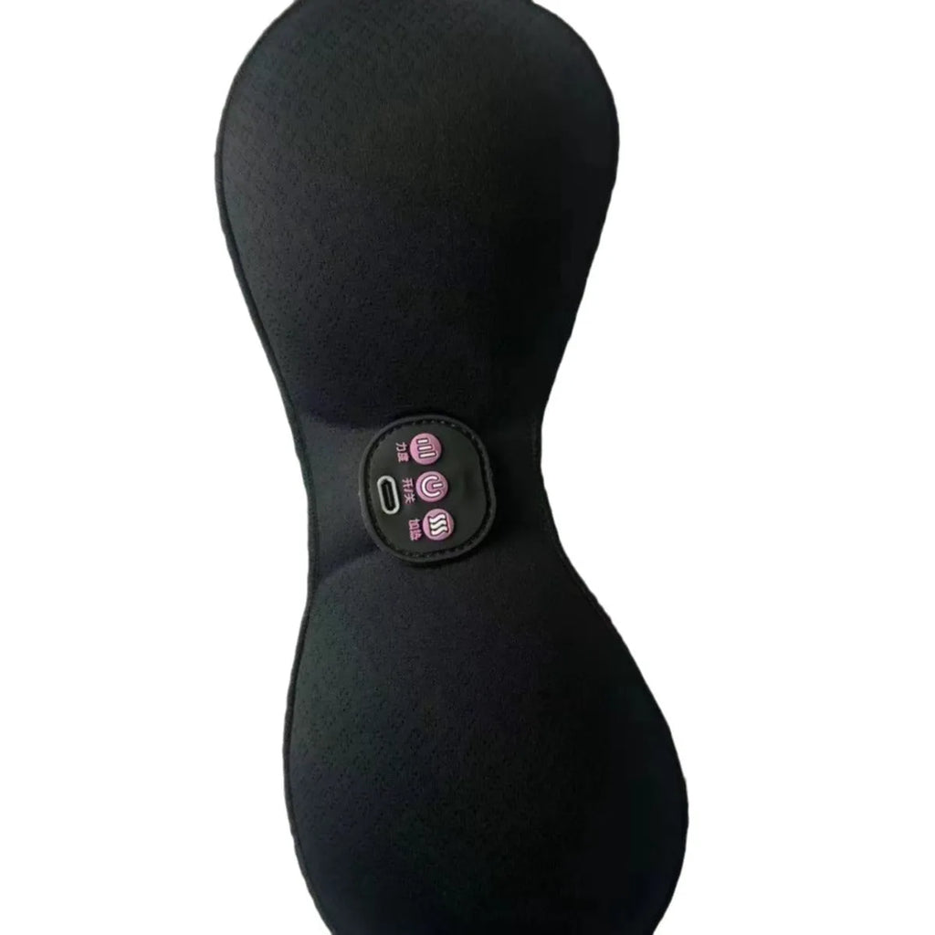 Black electric massage chest paste with 3-key English control interface and adhesive chest stickers