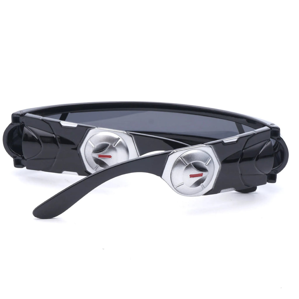 Black frame polarised sports sunglasses with a choice of grey, red mercury, or blue mercury lenses.