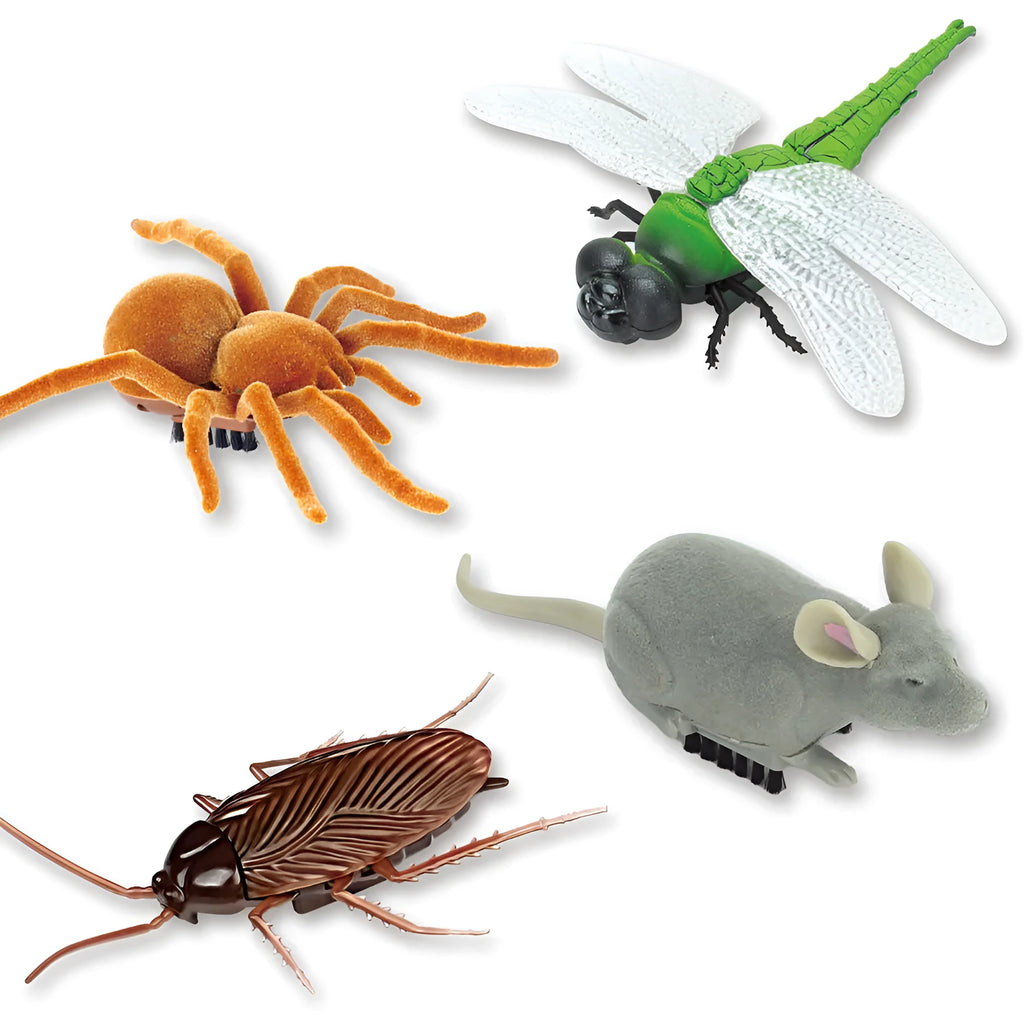 Electric vibrating walking insect simulation toy for cats and dogs in plastic cockroach, dragonfly, tarantula, or mouse styles.