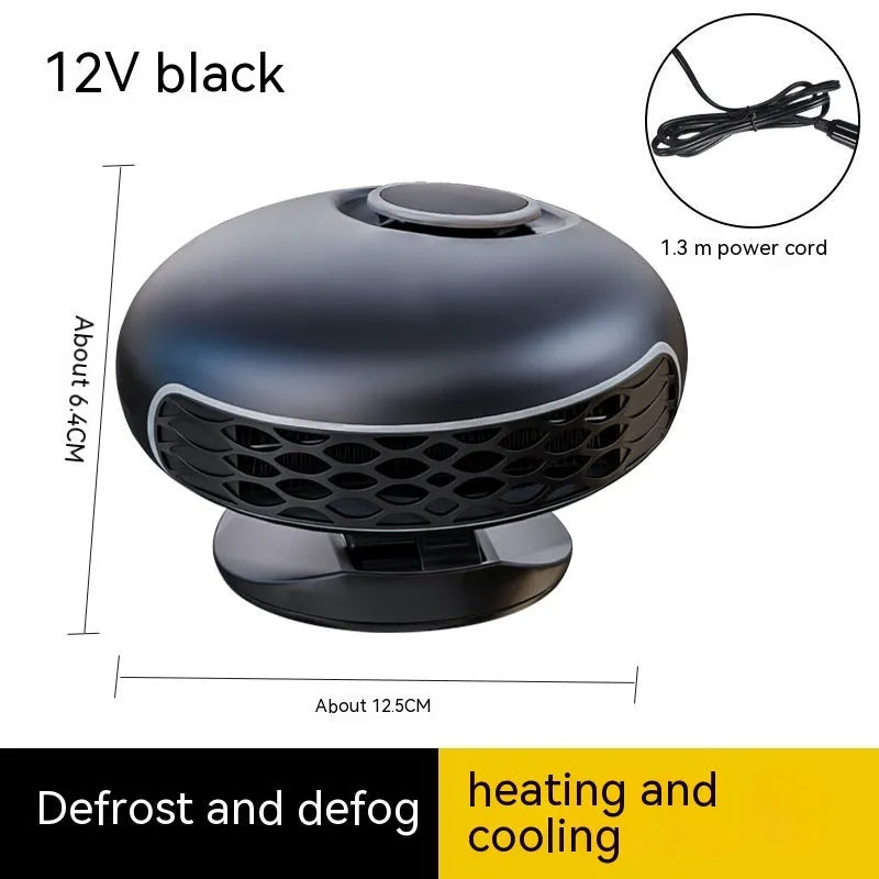 Black ABS plastic car warm air blower heater with power cable for 12V or 24V vehicle defrosting