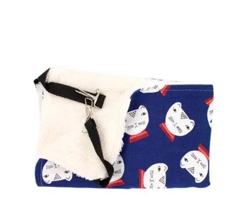 Double-sided cat hammock in lamb cashmere and cotton linen, 52x35cm or 62x44cm hanging cat bed