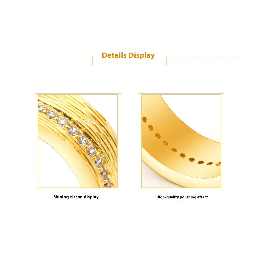 Gold geometric zircon ring for women on a white background.