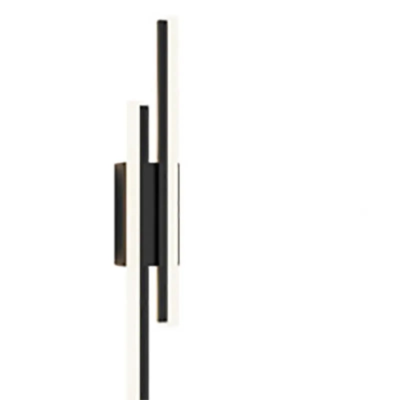 Modern minimalist LED wall light with acrylic shade in black or gold finish showing 50cm and 65cm size options