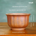 Antique carved purple sand ceramic flower pot with wood burning design, large bonsai basin size