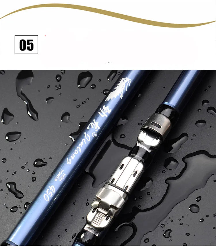 Full carbon rock fishing rod in blue with 6 sections for sea fishing