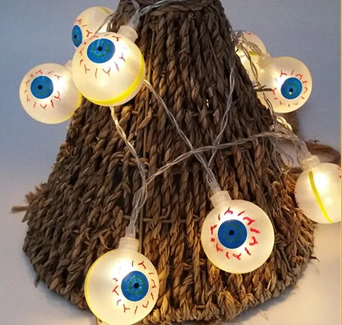 Halloween LED string lights with pumpkin ghost bat spider lantern decorations on 1.2m battery-powered string