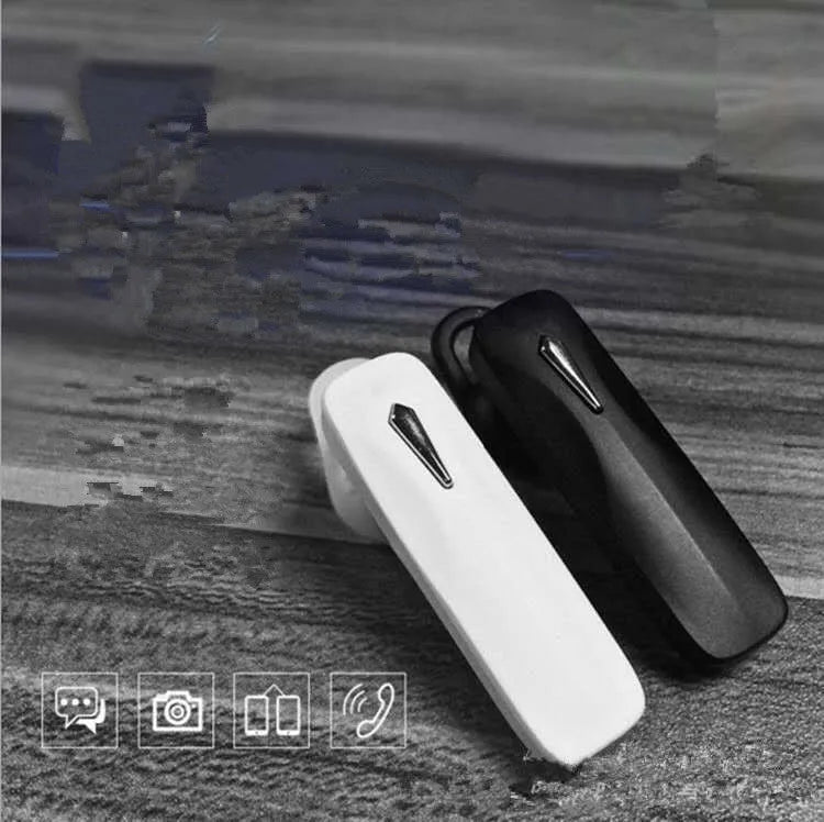 M163 Bluetooth car headset in black and white colour options with call and music controls