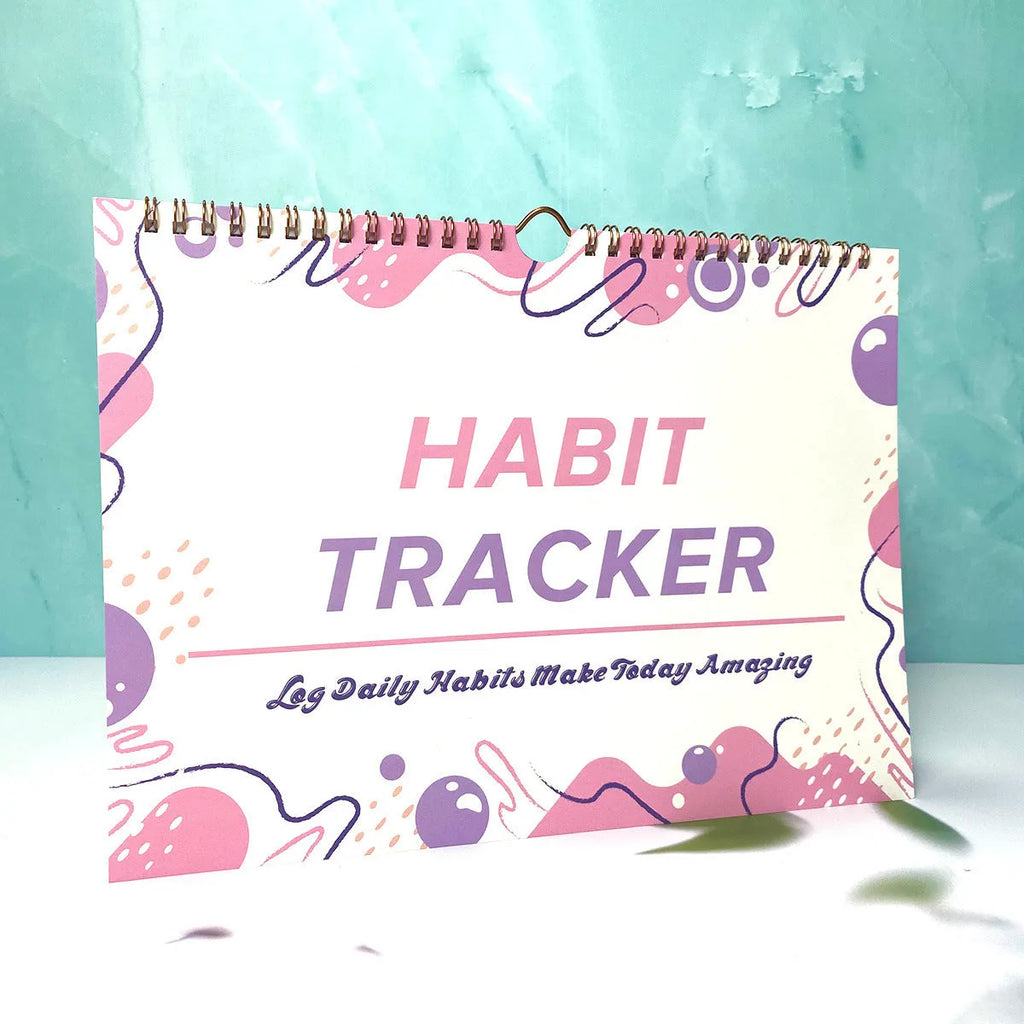 Habit tracking planner book with 12 pages in A4 size showing flower white cover option