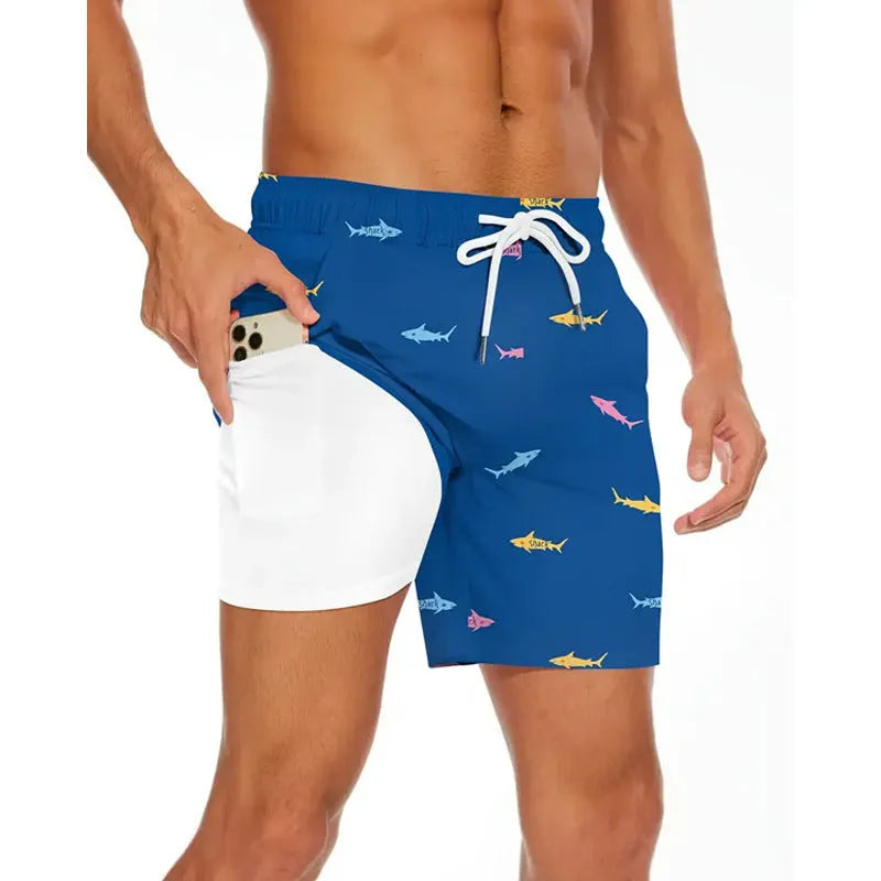 Men's loose fit polyester beach pants in plus sizes