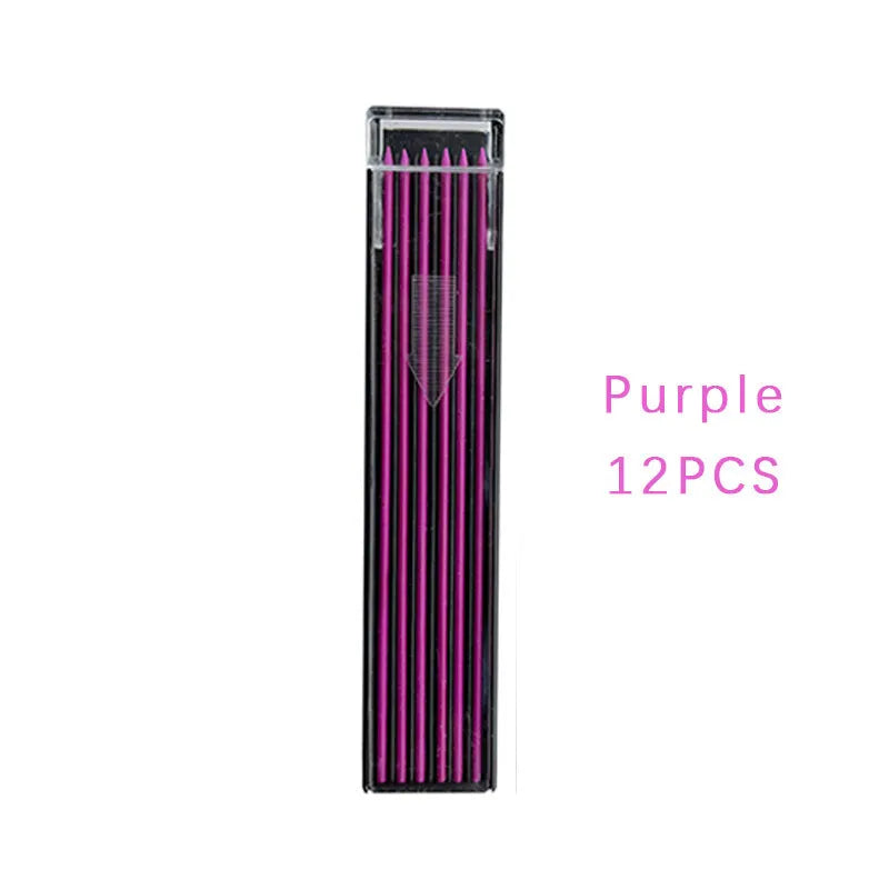 Boxed 0.7mm HB mechanical pencil refill leads in rainbow colours with plastic barrel tubes