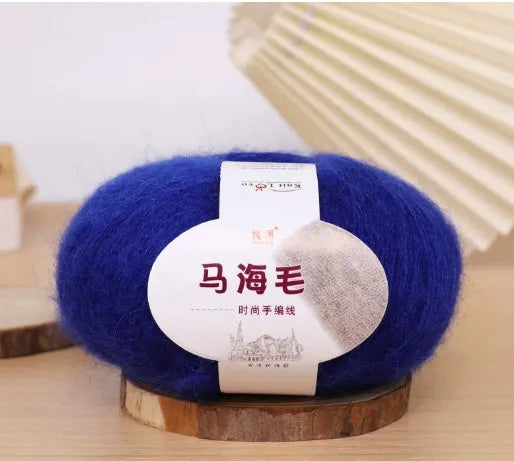 Mohair wool ball for DIY scarf knitting with 34 colour options including white, grey, pink, blue and green