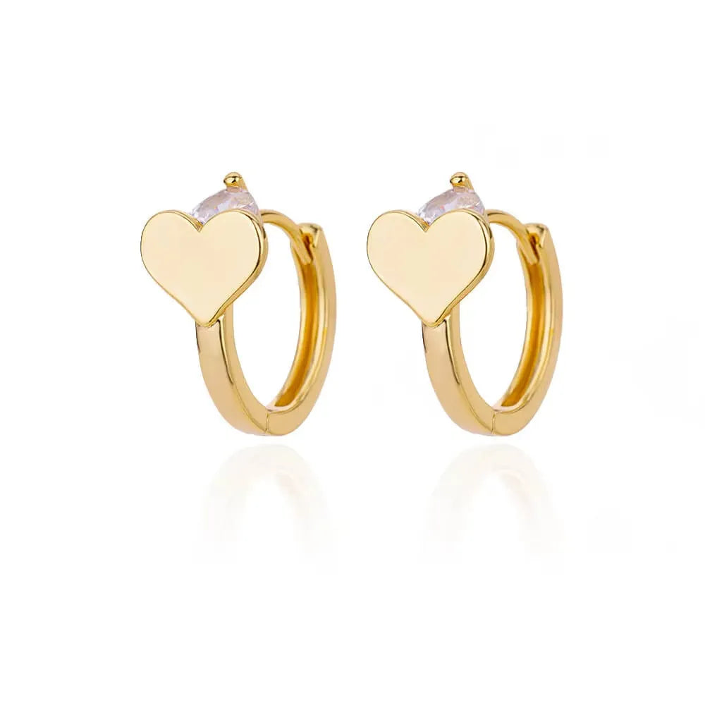 Heart-shaped titanium steel clip-on ear studs with zircon crystal detailing in colour E3127G-5