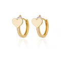 Heart-shaped titanium steel clip-on ear studs with zircon crystal detailing in colour E3127G-5